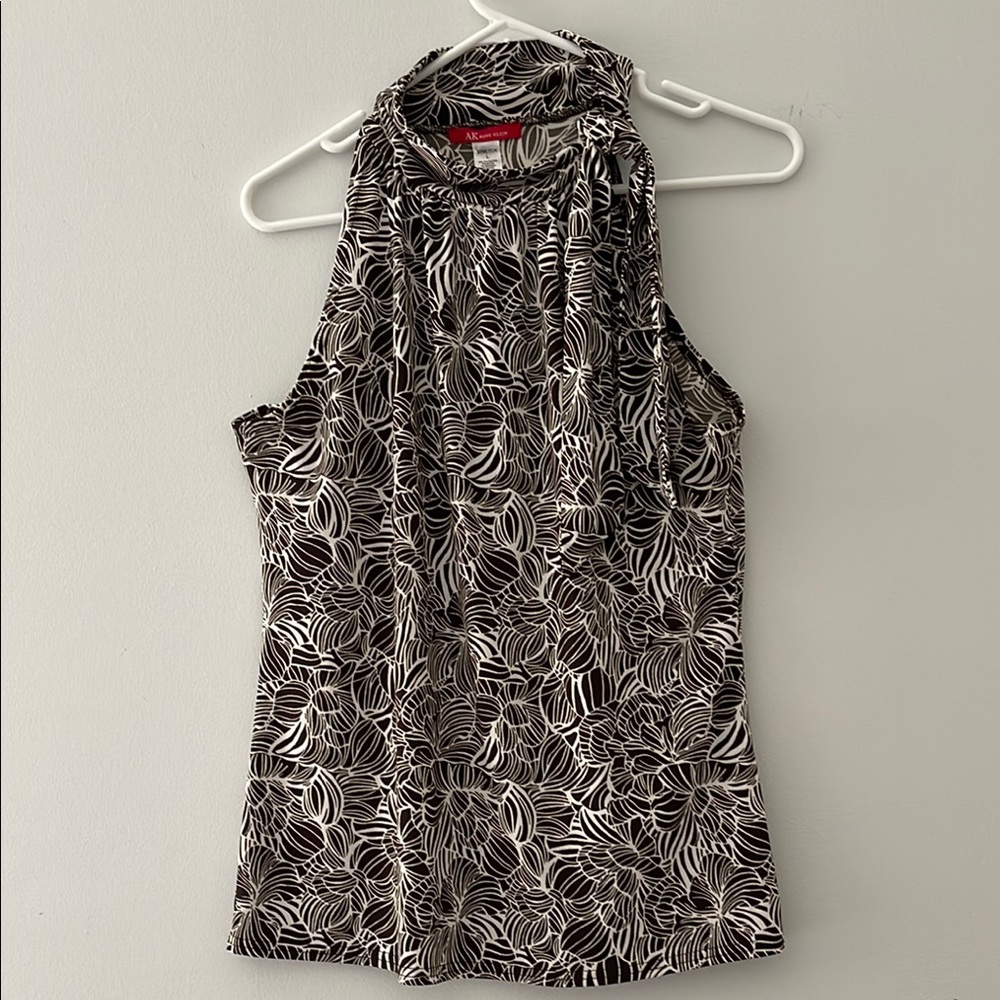 Anne Klein Black and White Tie Front Tank Top